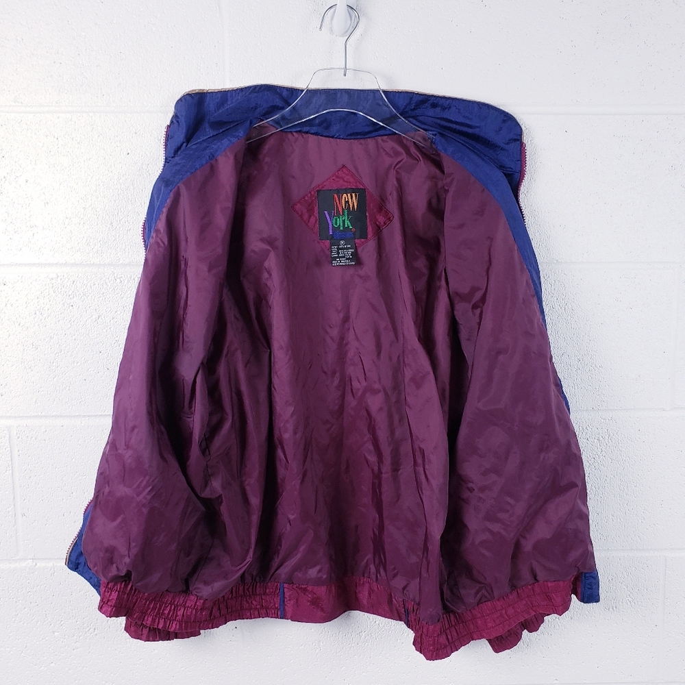 Vintage 80s Boho‎ Track Suit Swishy Purple Floral Geometric Pattern Medium - Picture 4 of 14